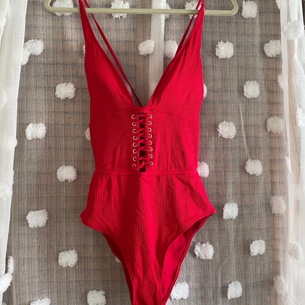 NWT- Sexy Red Strappy One Piece Bathing Suit